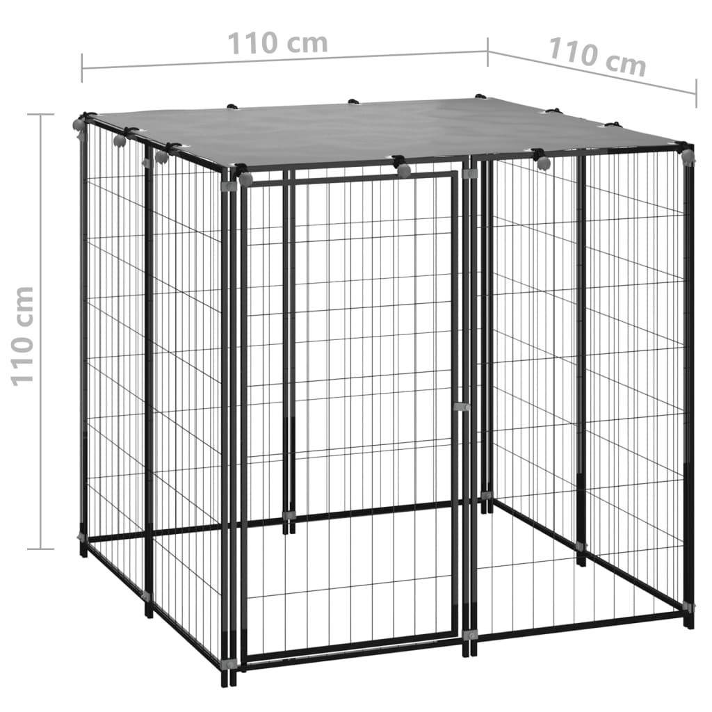 Helloshop26 - Chenil extérieur cage enclos parc animaux chien 110 x 110 x 110 cm acier noir - Imagen 6