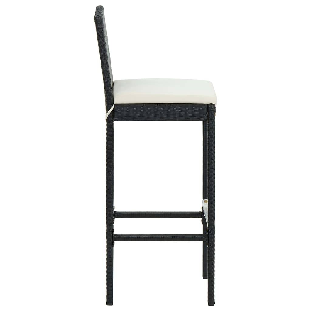 Helloshop26 - Ensemble de bar de jardin 3 pièces et coussins résine tressée noir - Imagen 7