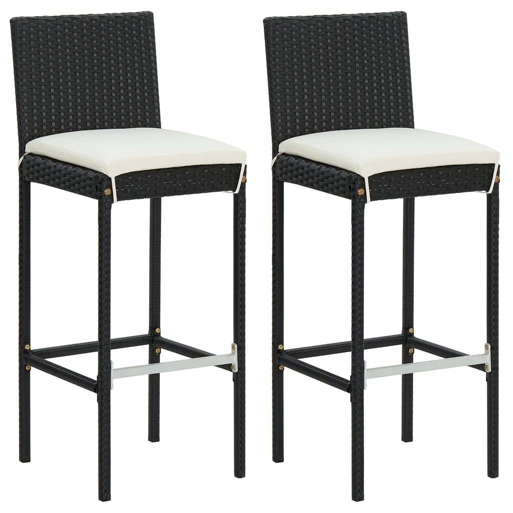 Helloshop26 - Ensemble de bar de jardin 3 pièces et coussins résine tressée noir - Imagen 5