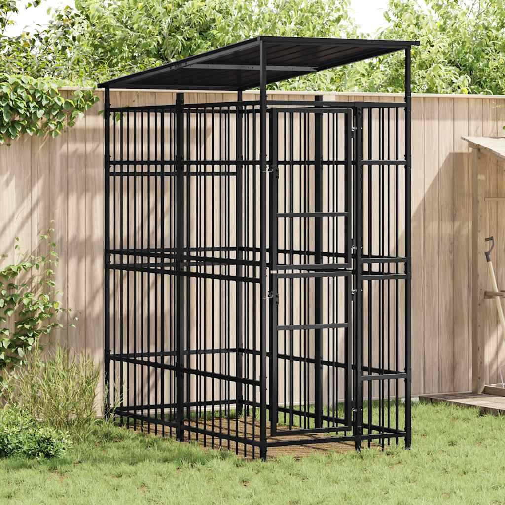 Vidaxl - Chenil d'extérieur avec toit pour chiens Acier 1,84 m² vidaXL 3097946 - Imagen 1