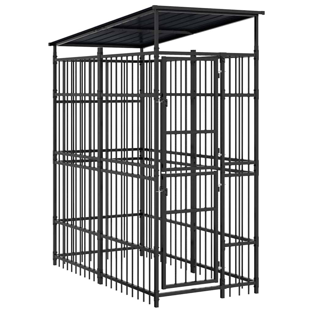 Vidaxl - Chenil d'extérieur avec toit pour chiens Acier 1,84 m² vidaXL 3097946 - Imagen 2