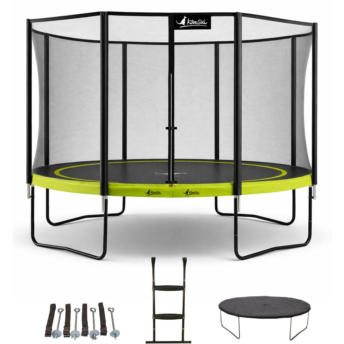 Kangui - Trampoline Ø 430cm + filet + échelle + bâche + kit ancrage - PUNCHI 430 Vert Kangui - Image 1