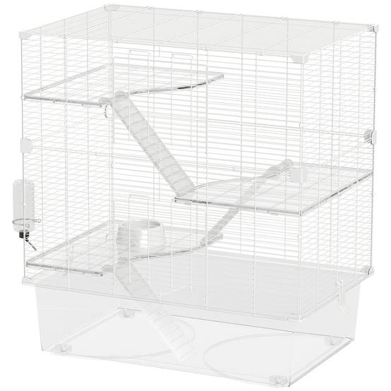 Cage Multigrillagée Acier PET Furets Chinchillas Bac Profond 73x47x80cm Blanc - ComfortXL Outdoor Living - Image 2