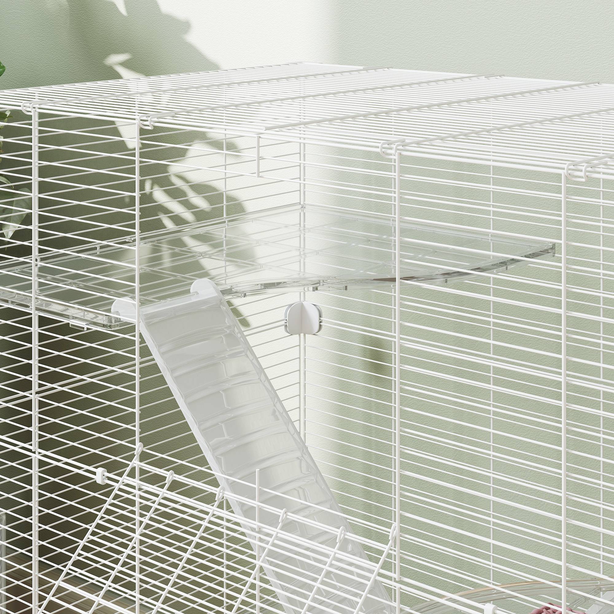 Cage Multigrillagée Acier PET Furets Chinchillas Bac Profond 73x47x80cm Blanc - ComfortXL Outdoor Living - Image 10