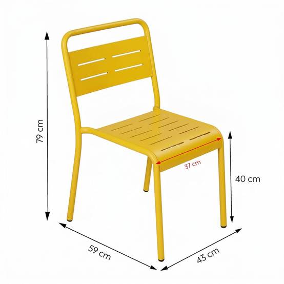 Lot de 6 chaises de jardin empilables jaunes BERGAME - Image 3