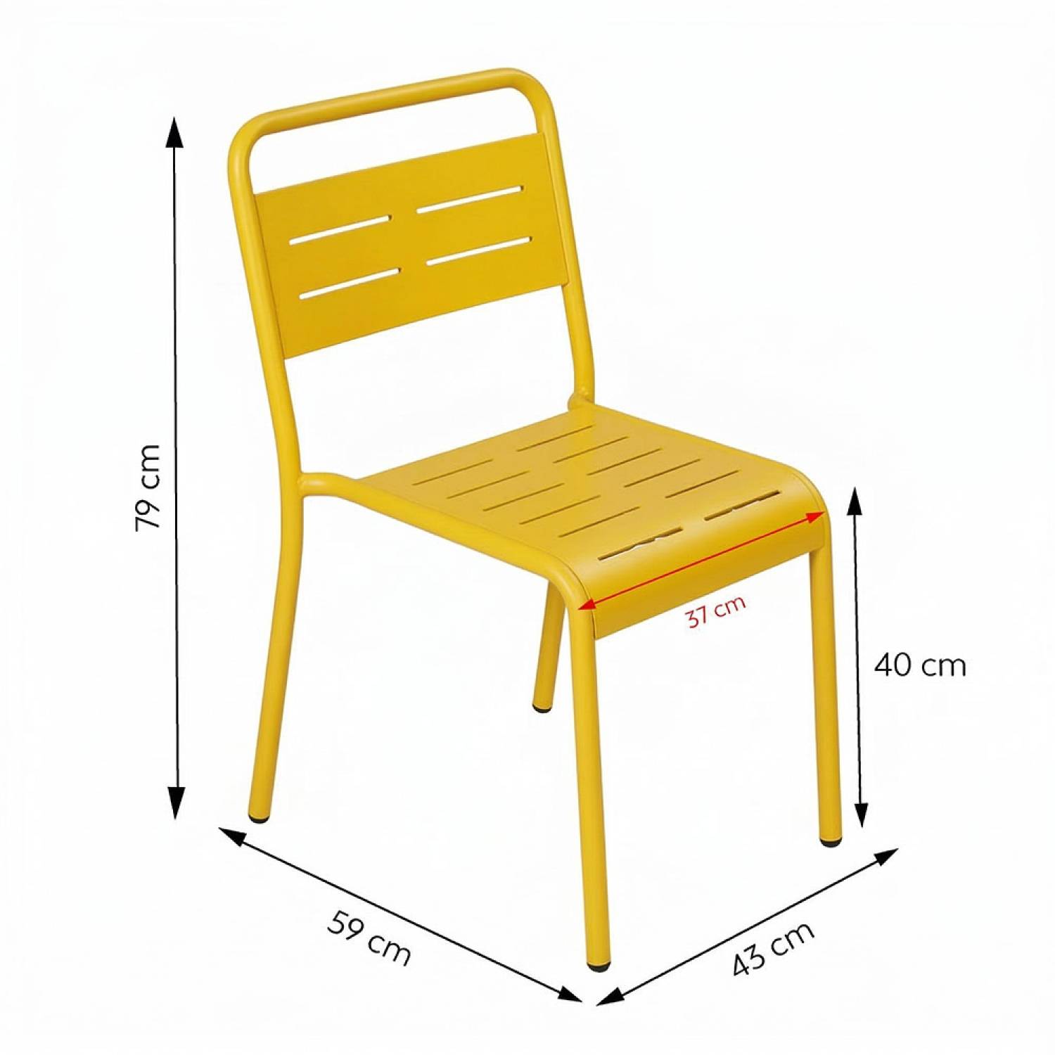 Lot de 6 chaises de jardin empilables jaunes BERGAME - Image 3