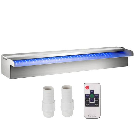 VEVOR Fontaine piscine/étang inox 60x11.5x8cm, 2 conduits d'eau, télécommande, pour décoration extérieure. - Image 1
