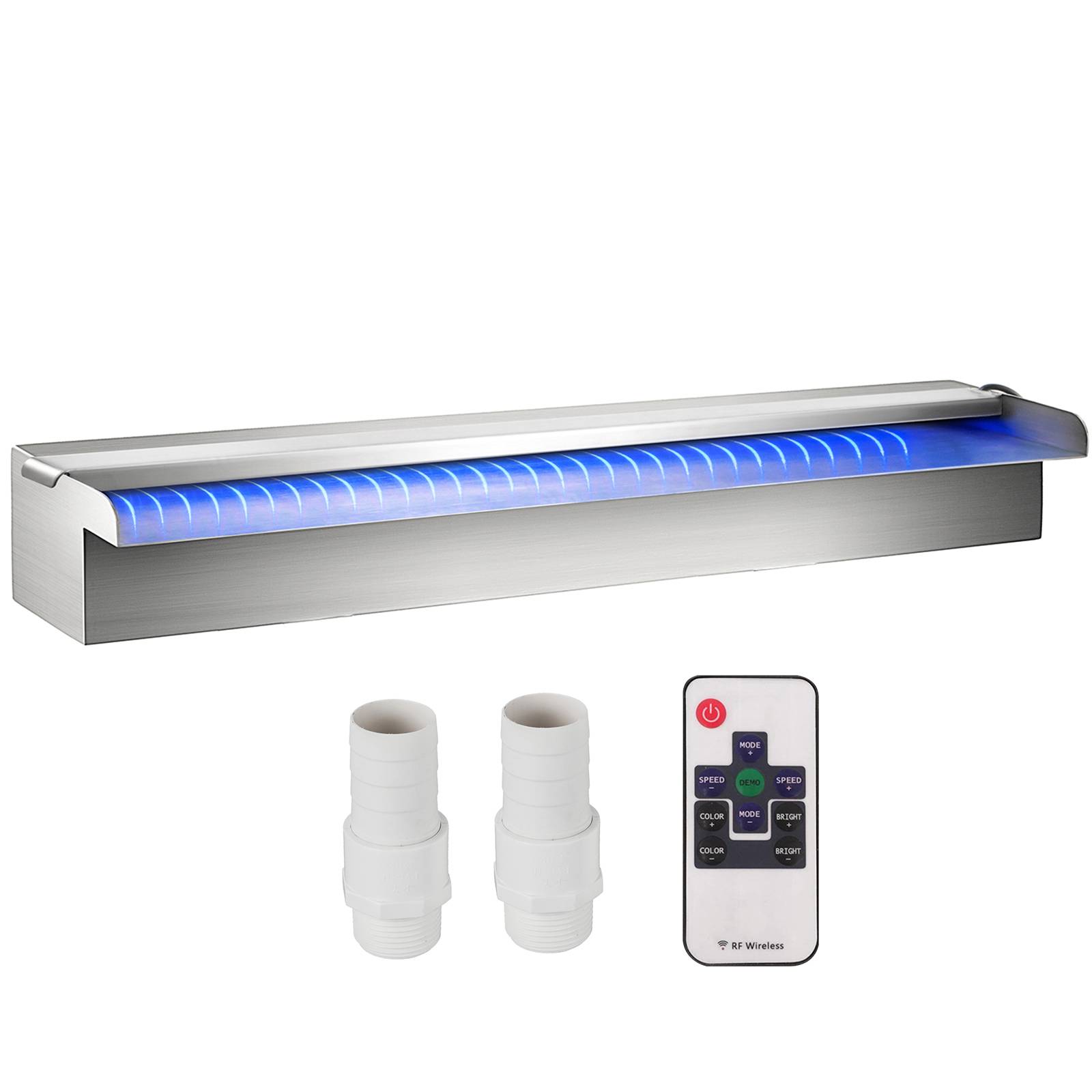 VEVOR Fontaine piscine/étang inox 60x11.5x8cm, 2 conduits d'eau, télécommande, pour décoration extérieure. - Image 1