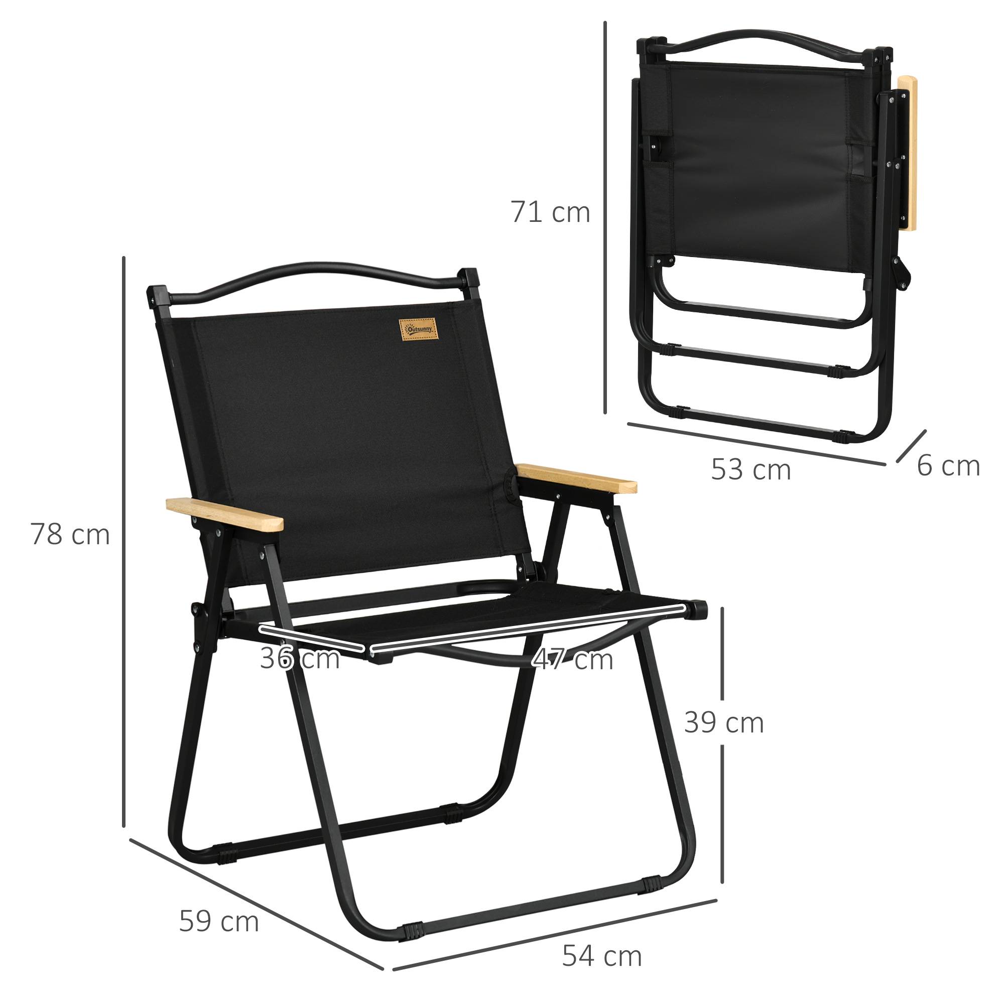 Lot de 2 chaises de camping acier noir 54 x 59 x 78 cm - PANGIVO - Image 5