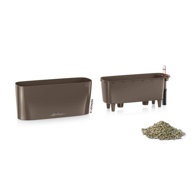 Lechuza - Pot de table Delta 10 - kit complet, taupe brillant 30 cm Lechuza - Imagen 2