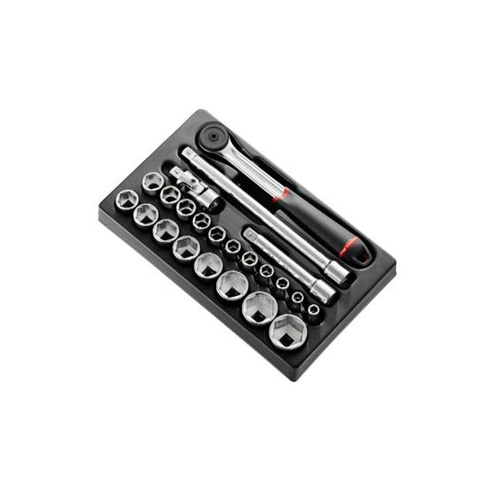 Module 23 pièces cliquet douilles 1/2' 6 pans métriques FACOM - MOD.S161-36PB