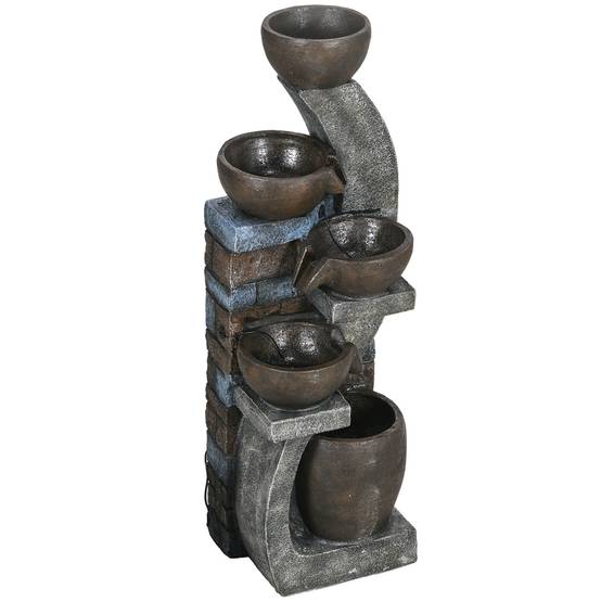 Fontaine de jardin résine gris et marron 37 x 35 x 107 cm - PANGIVO - Image 2