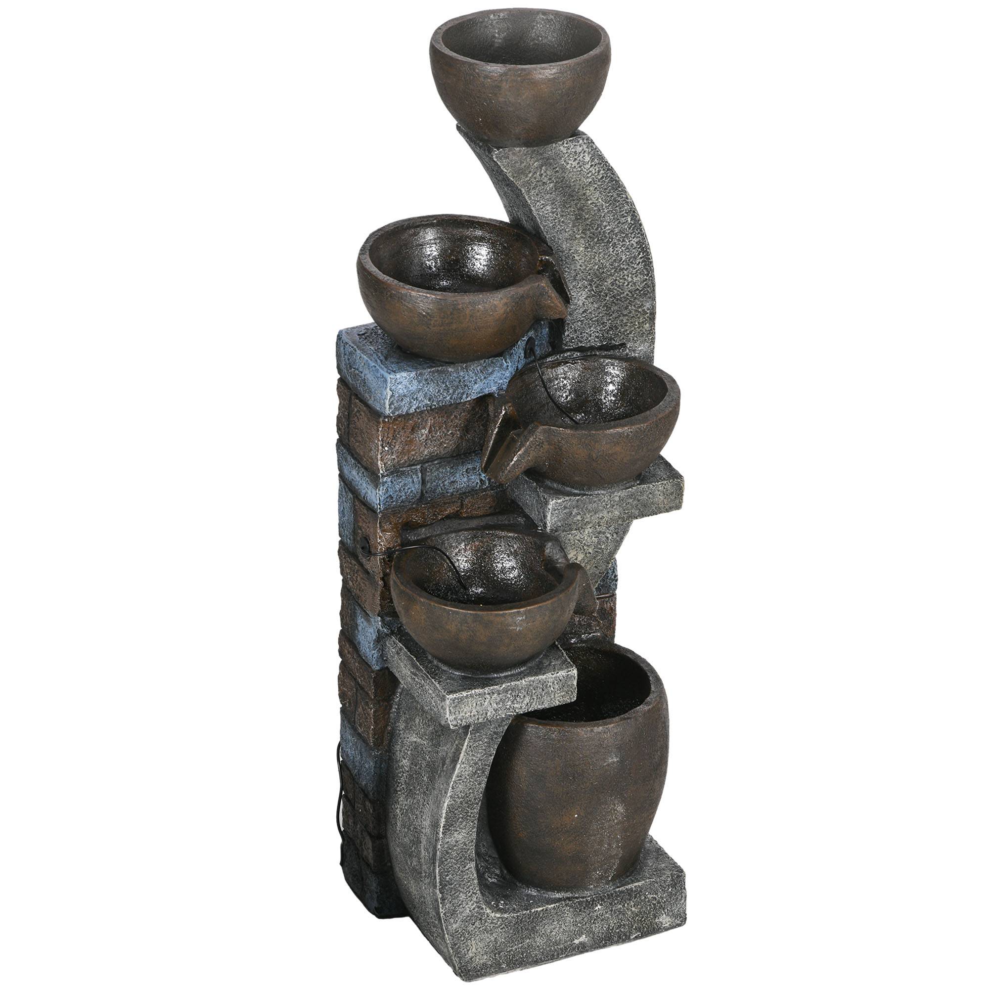Fontaine de jardin résine gris et marron 37 x 35 x 107 cm - PANGIVO - Image 2