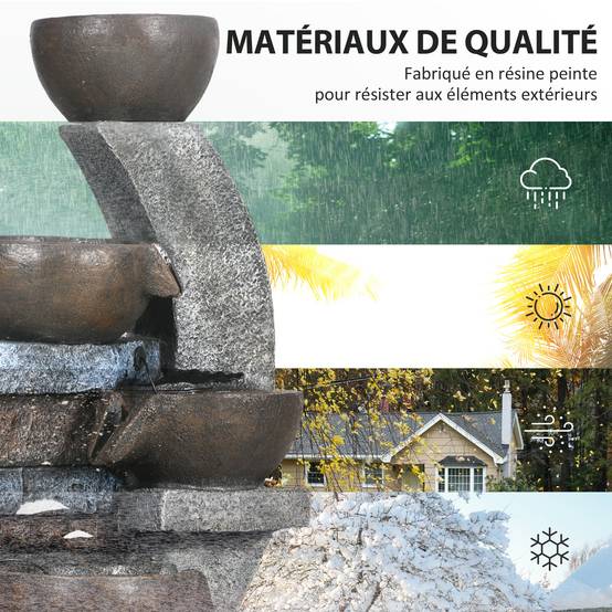 Fontaine de jardin résine gris et marron 37 x 35 x 107 cm - PANGIVO - Image 9