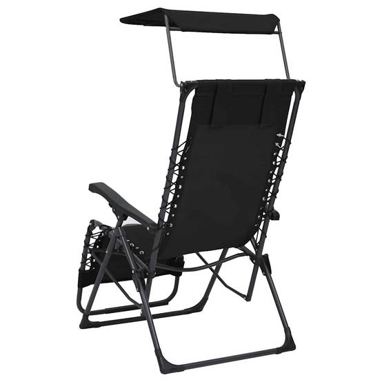 Chaise Longue Pliable Textilène Acier Terrasse Inclinable Noir - ComfortXL Outdoor Living - Image 5