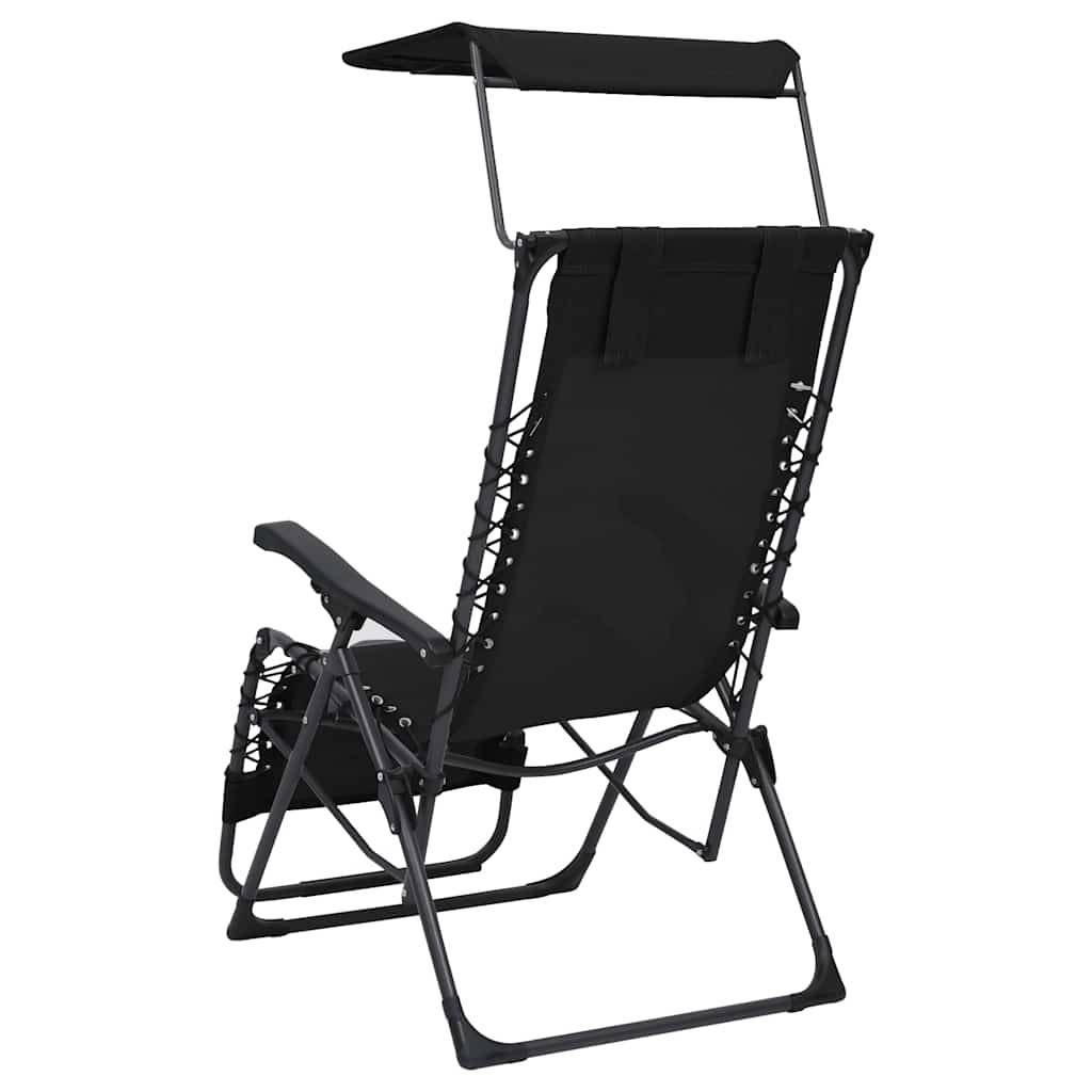 Chaise Longue Pliable Textilène Acier Terrasse Inclinable Noir - ComfortXL Outdoor Living - Image 5