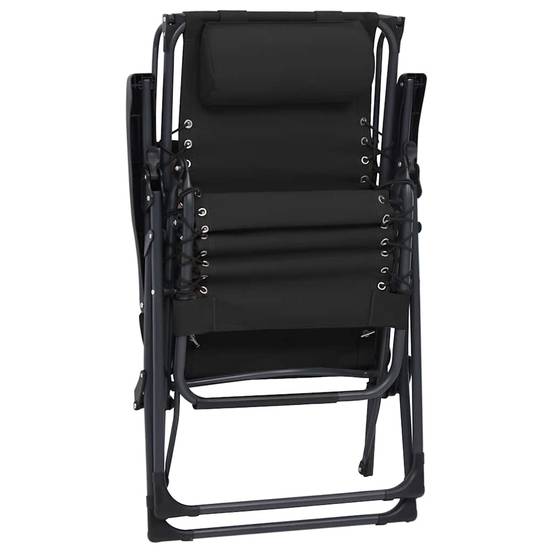 Chaise Longue Pliable Textilène Acier Terrasse Inclinable Noir - ComfortXL Outdoor Living - Image 8
