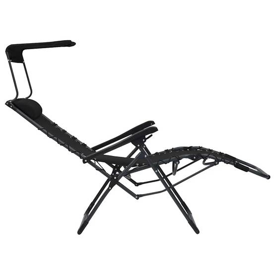 Chaise Longue Pliable Textilène Acier Terrasse Inclinable Noir - ComfortXL Outdoor Living - Image 6