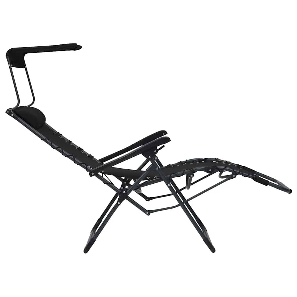 Chaise Longue Pliable Textilène Acier Terrasse Inclinable Noir - ComfortXL Outdoor Living - Image 6