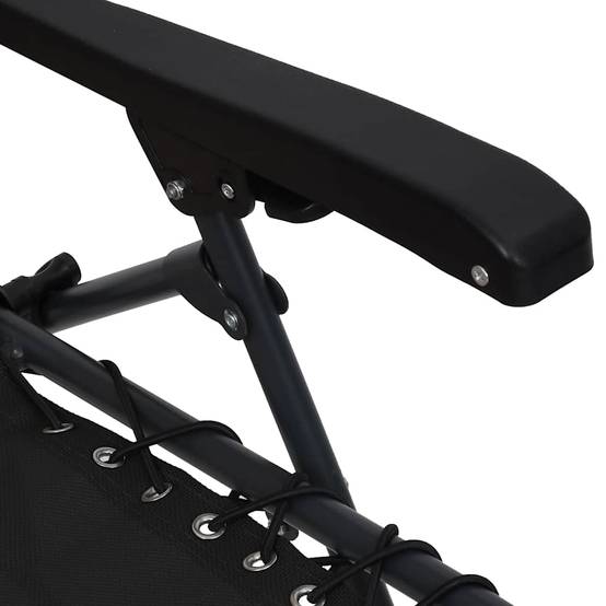 Chaise Longue Pliable Textilène Acier Terrasse Inclinable Noir - ComfortXL Outdoor Living - Image 9