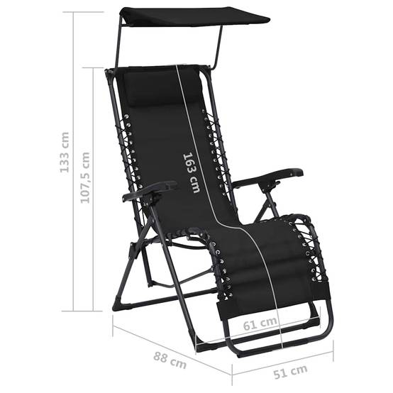 Chaise Longue Pliable Textilène Acier Terrasse Inclinable Noir - ComfortXL Outdoor Living - Image 10
