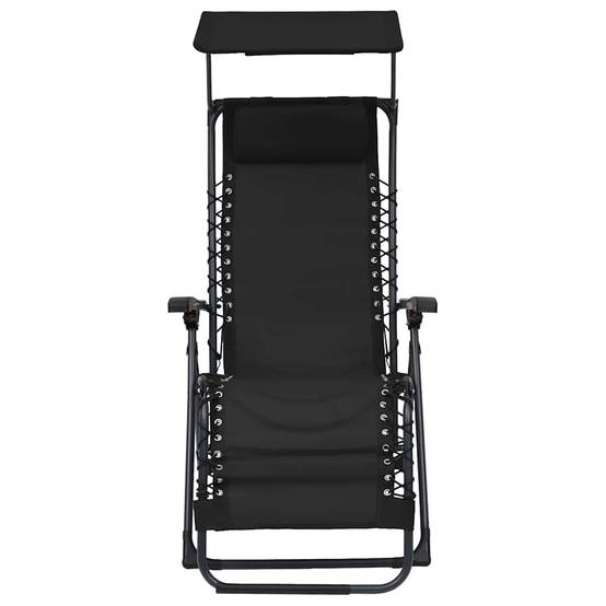 Chaise Longue Pliable Textilène Acier Terrasse Inclinable Noir - ComfortXL Outdoor Living - Image 2