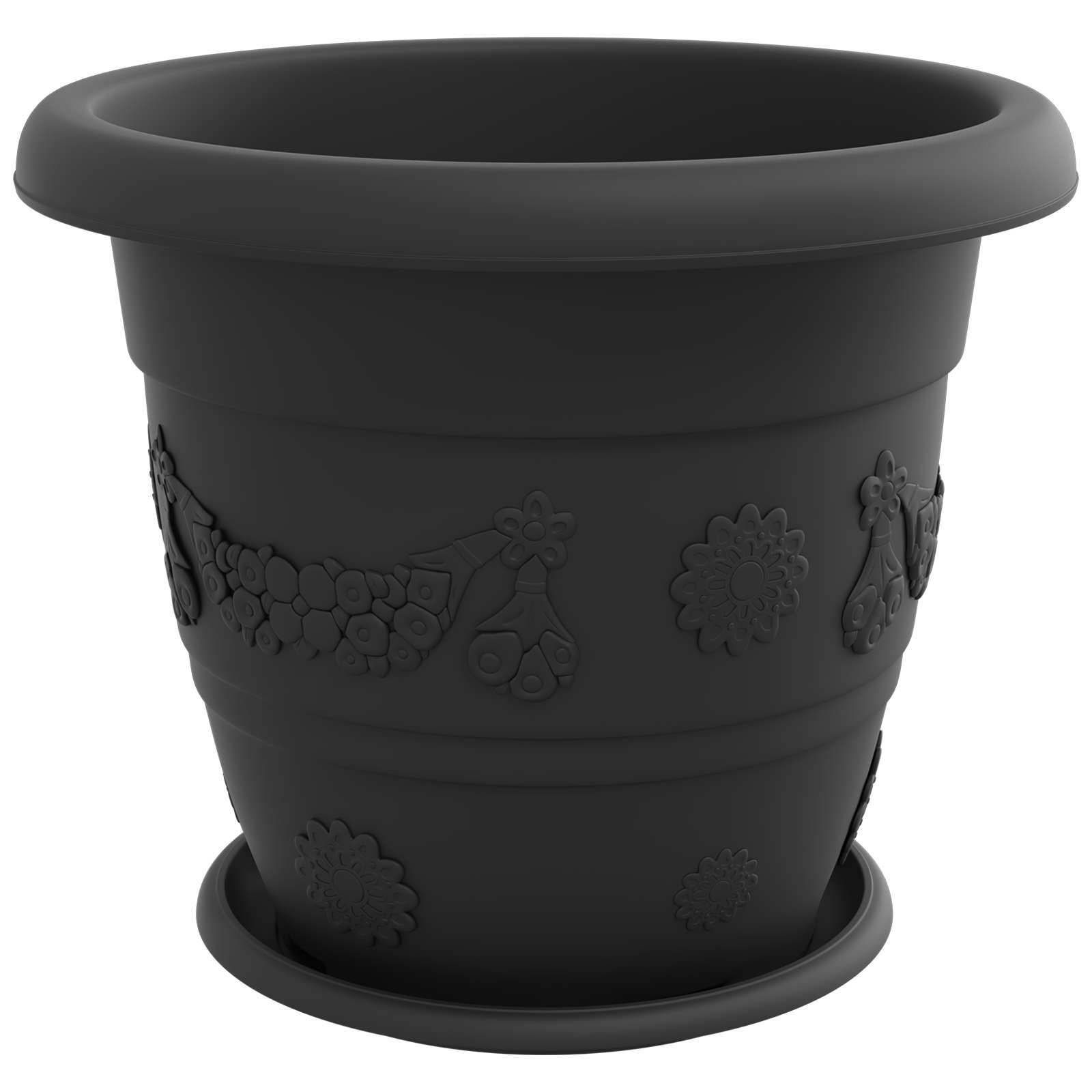 Pots de plantes en plastique noir Ø 39 x 39 x 32 cm (6 pièces) - PANGIVO - Image 5