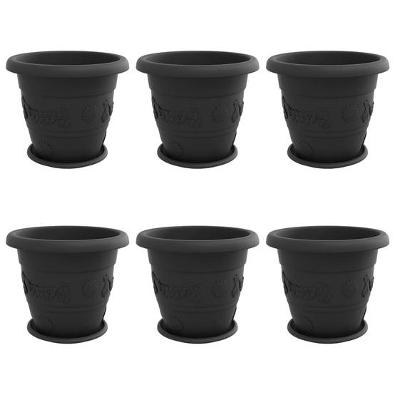 Pots de plantes en plastique noir Ø 39 x 39 x 32 cm (6 pièces) - PANGIVO - Image 2