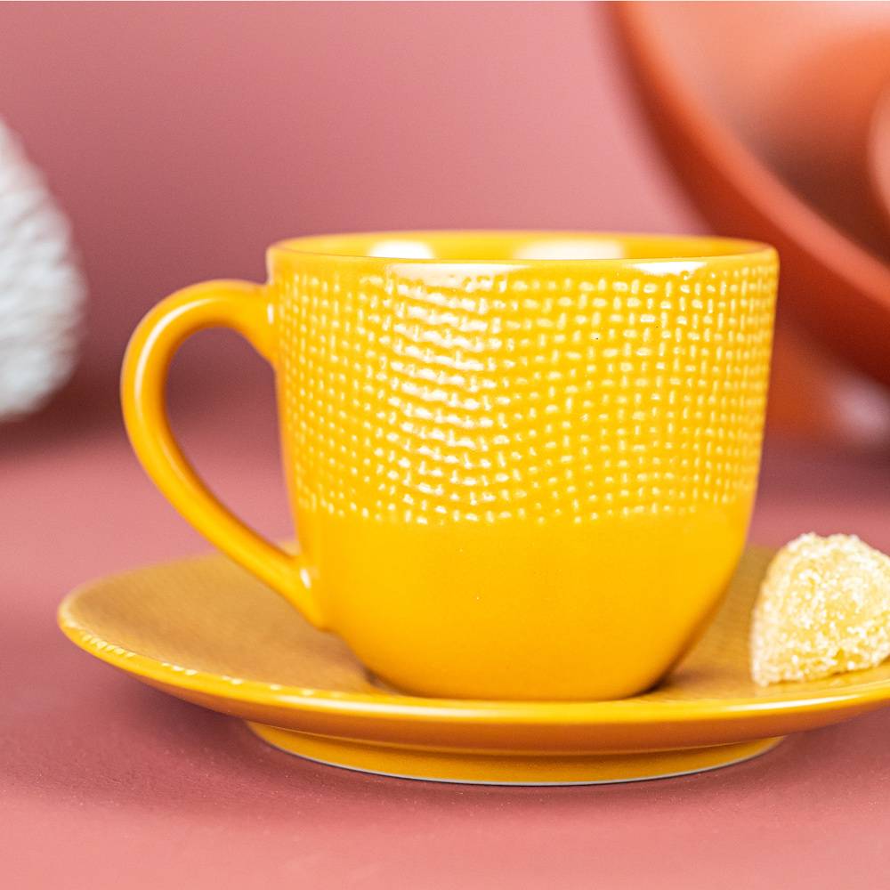 Table Passion - Tasse à thé et sous-tasse Vésuvio safran 22 cl (lot de 6) - Imagen 2