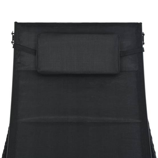 Helloshop26 - Transat chaise longue bain de soleil lit de jardin terrasse meuble d'extérieur résine tressée et textilène noir - Imagen 5