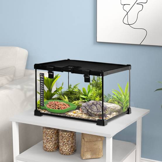 Boîtier reptile 50×30×35cm noir, panneau arrière, fermeture rotative sécurisée, ventilation frontale - Image 4
