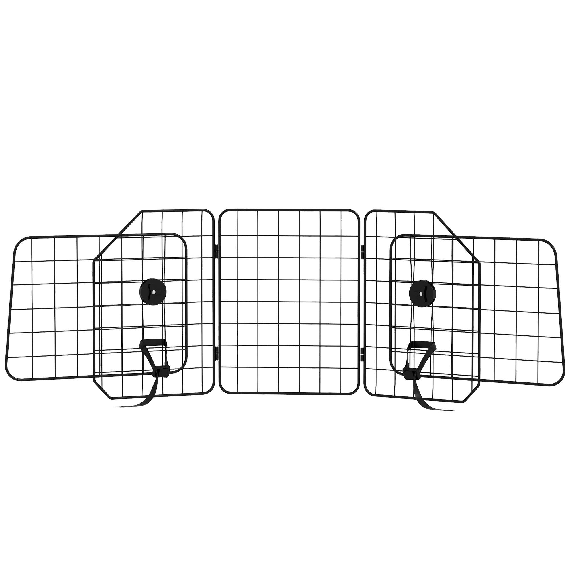 Grille auto chien réglable 93-150 cm pliable montage simple acier noir - Image 2