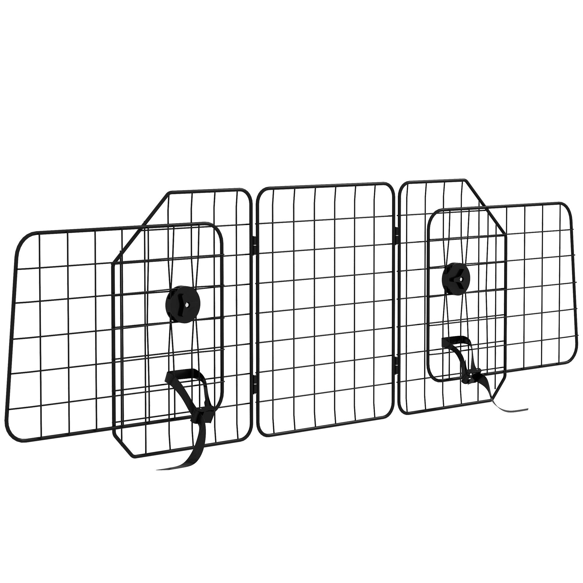 Grille auto chien réglable 93-150 cm pliable montage simple acier noir - Image 1