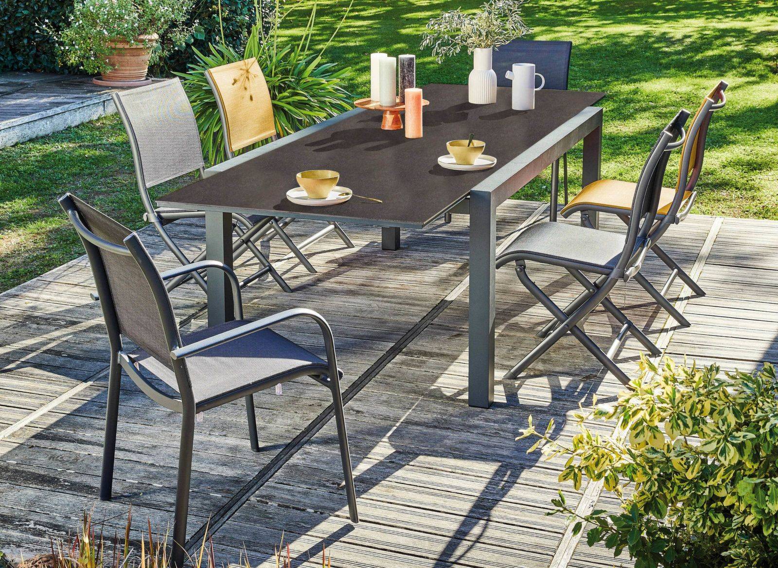 Proloisirs - Table de jardin Sinnes en aluminium/fundermax - graphite/black jack - 200/300 x 104 cm PROLOISIRS - Image 3
