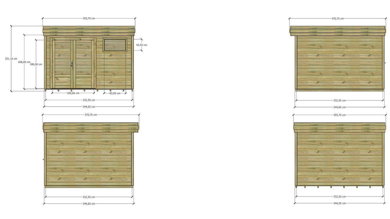 Abri Français - ABRI DE JARDIN bois Pin traité autoclave 27mm - 3,44x3,44m / 12m2 - Bac acier - Plancher bois - Image 5