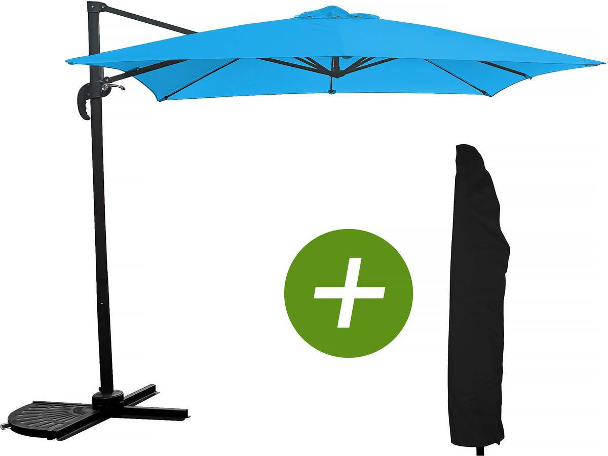 Parasol Jardin Déporté "soleil" - Carré - 2.5 X 2.5 M - Bleu + Housse De Protection -habitat Et Jardin - Imagen 1