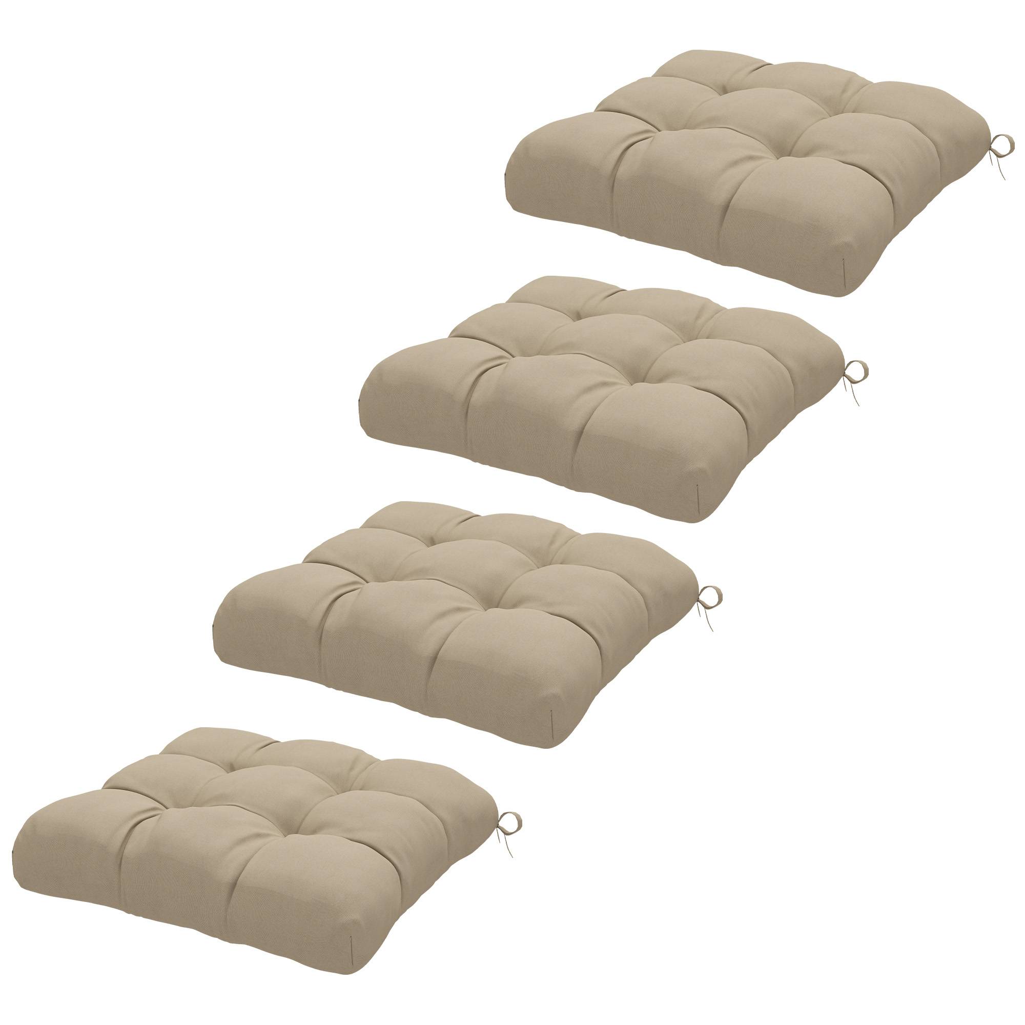 Lot de 4 coussins chaise jardin tissu extérieur assise capitonnée 48x48 cm kaki - ComfortXL Outdoor Living - Image 2