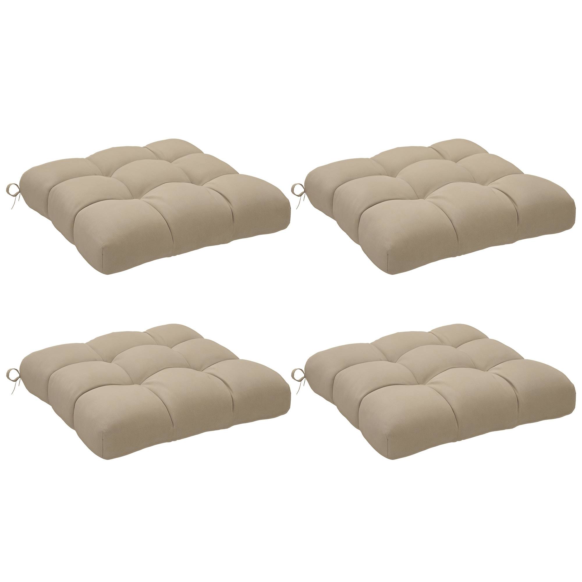 Lot de 4 coussins chaise jardin tissu extérieur assise capitonnée 48x48 cm kaki - ComfortXL Outdoor Living - Image 1