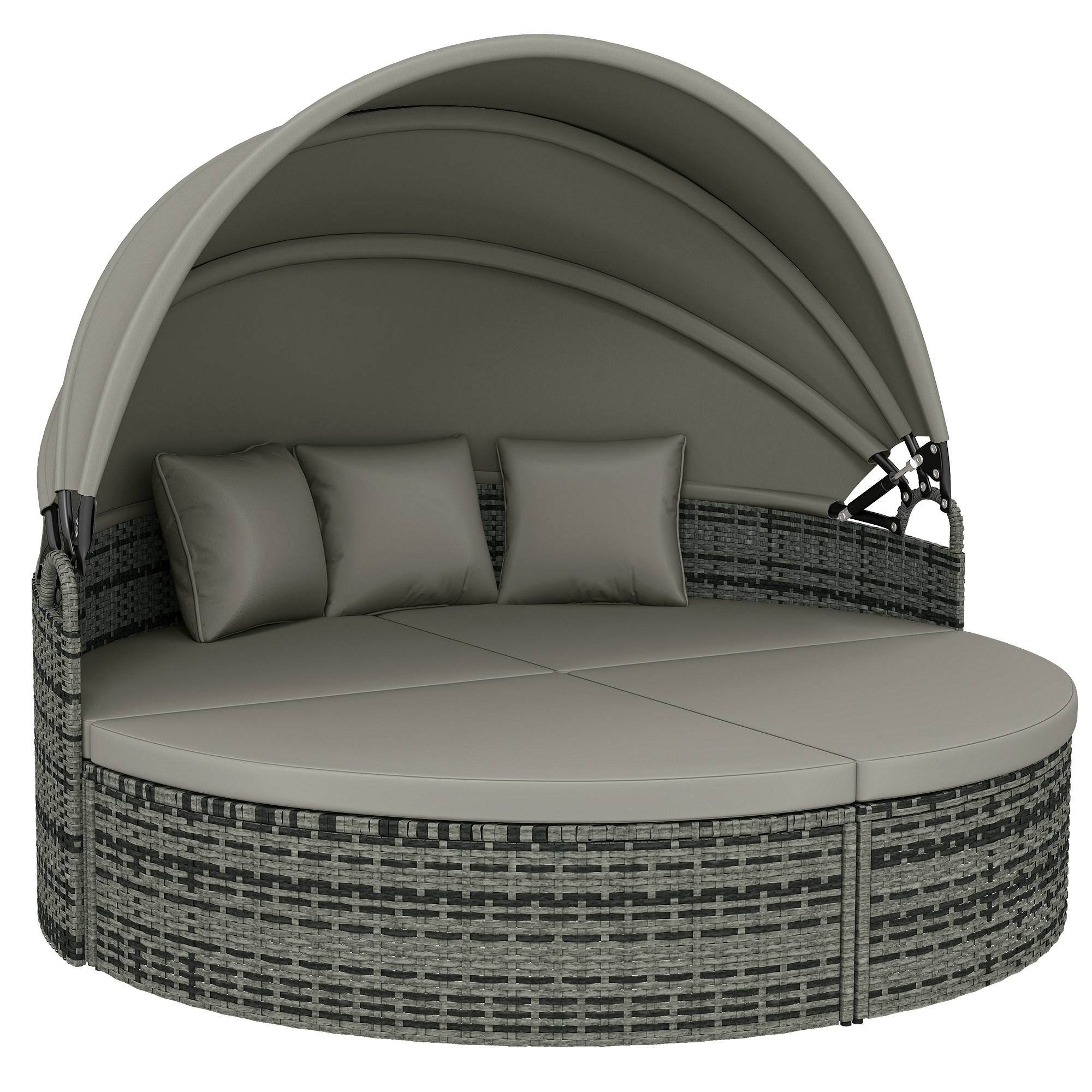 Maison Chic - 3PCS Bain de soleil rond, tansat modulable - 180x175x146cm Résine tressée Gris clair fr33 - Image 1