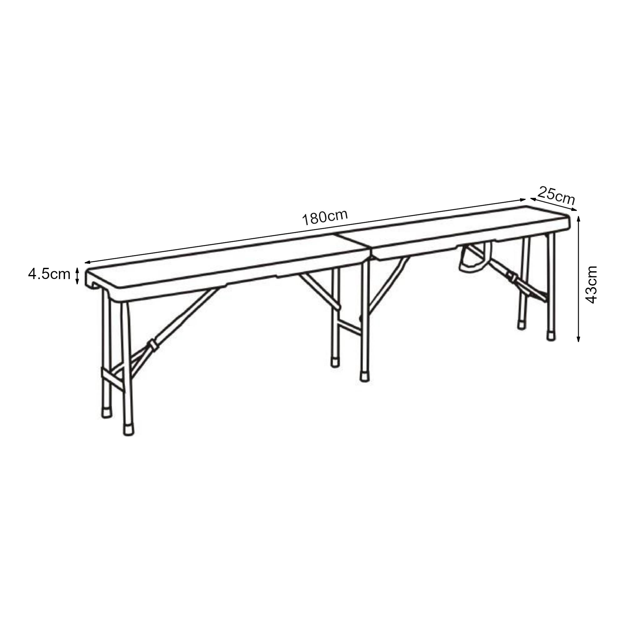 Lot de 2 bancs de camping pliables Ljusnarsberg 180 x 25 x 43 cm blanc [en.casa] - Imagen 4