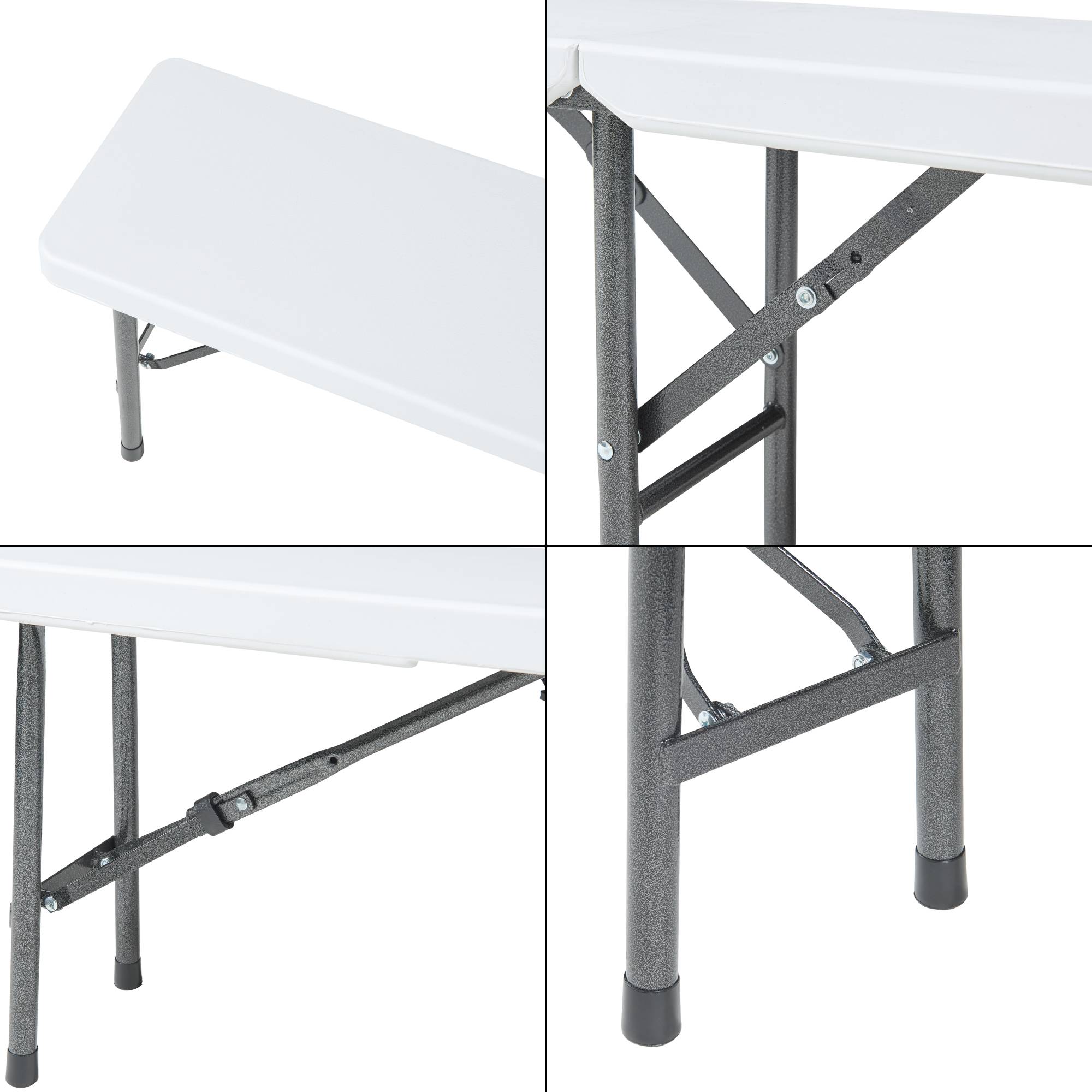 Lot de 2 bancs de camping pliables Ljusnarsberg 180 x 25 x 43 cm blanc [en.casa] - Imagen 6