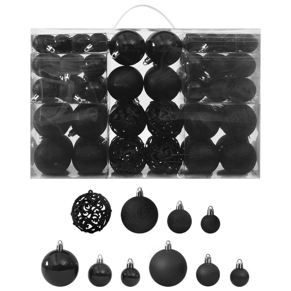 Ensemble de boules de Noël - Ornements de Noël - décorations de Noël 100 pcs Noir - Image 2