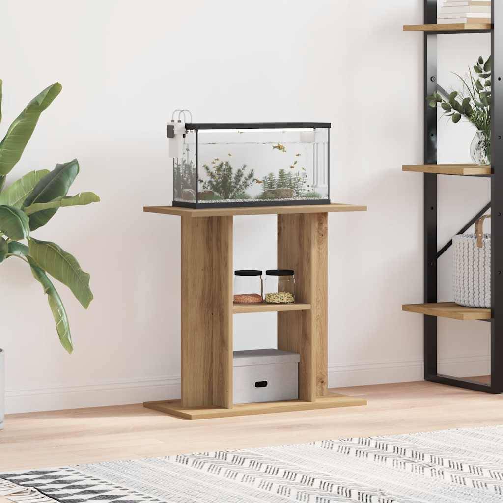 Meuble Aquarium Bois d'Ingénierie avec Étagères 60x30x60 cm Chêne Artisanal - ComfortXL Outdoor Living - Image 1