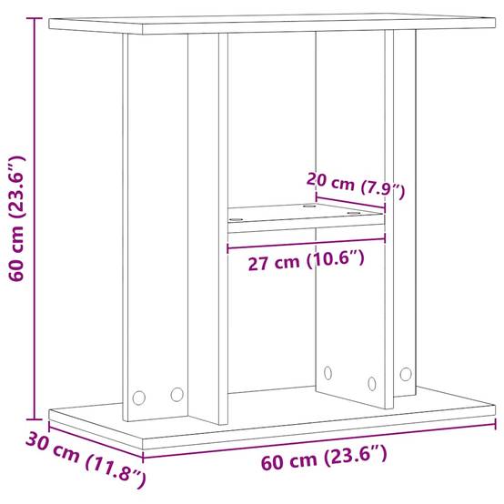Meuble Aquarium Bois d'Ingénierie avec Étagères 60x30x60 cm Chêne Artisanal - ComfortXL Outdoor Living - Image 9