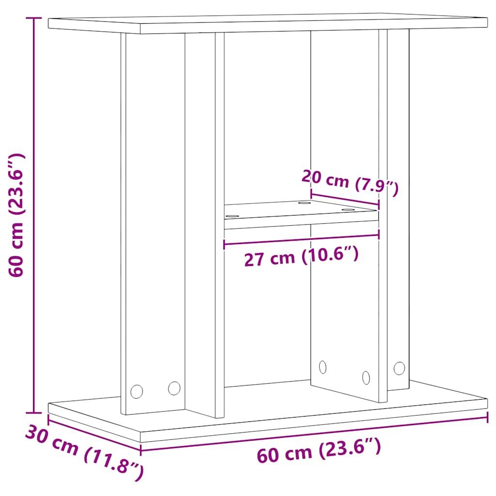 Meuble Aquarium Bois d'Ingénierie avec Étagères 60x30x60 cm Chêne Artisanal - ComfortXL Outdoor Living - Image 9
