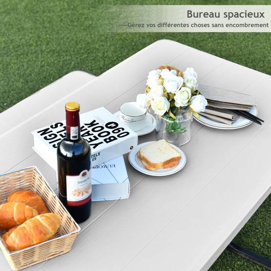 Table de Jardin avec 2 Banc Table de Pique-Nique/Camping pour 4 à 6 Personnes 137 x 150 x 71cm Blanc - Image 7