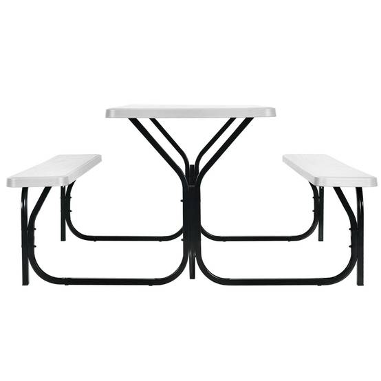 Table de Jardin avec 2 Banc Table de Pique-Nique/Camping pour 4 à 6 Personnes 137 x 150 x 71cm Blanc - Image 5