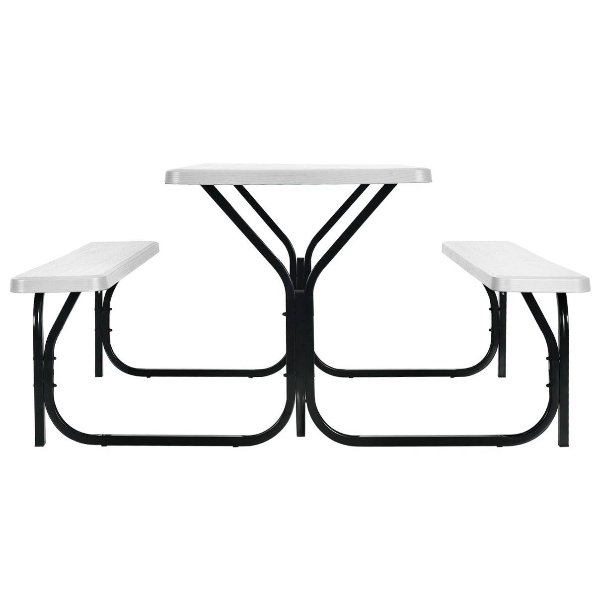 Table de Jardin avec 2 Banc Table de Pique-Nique/Camping pour 4 à 6 Personnes 137 x 150 x 71cm Blanc - Image 5