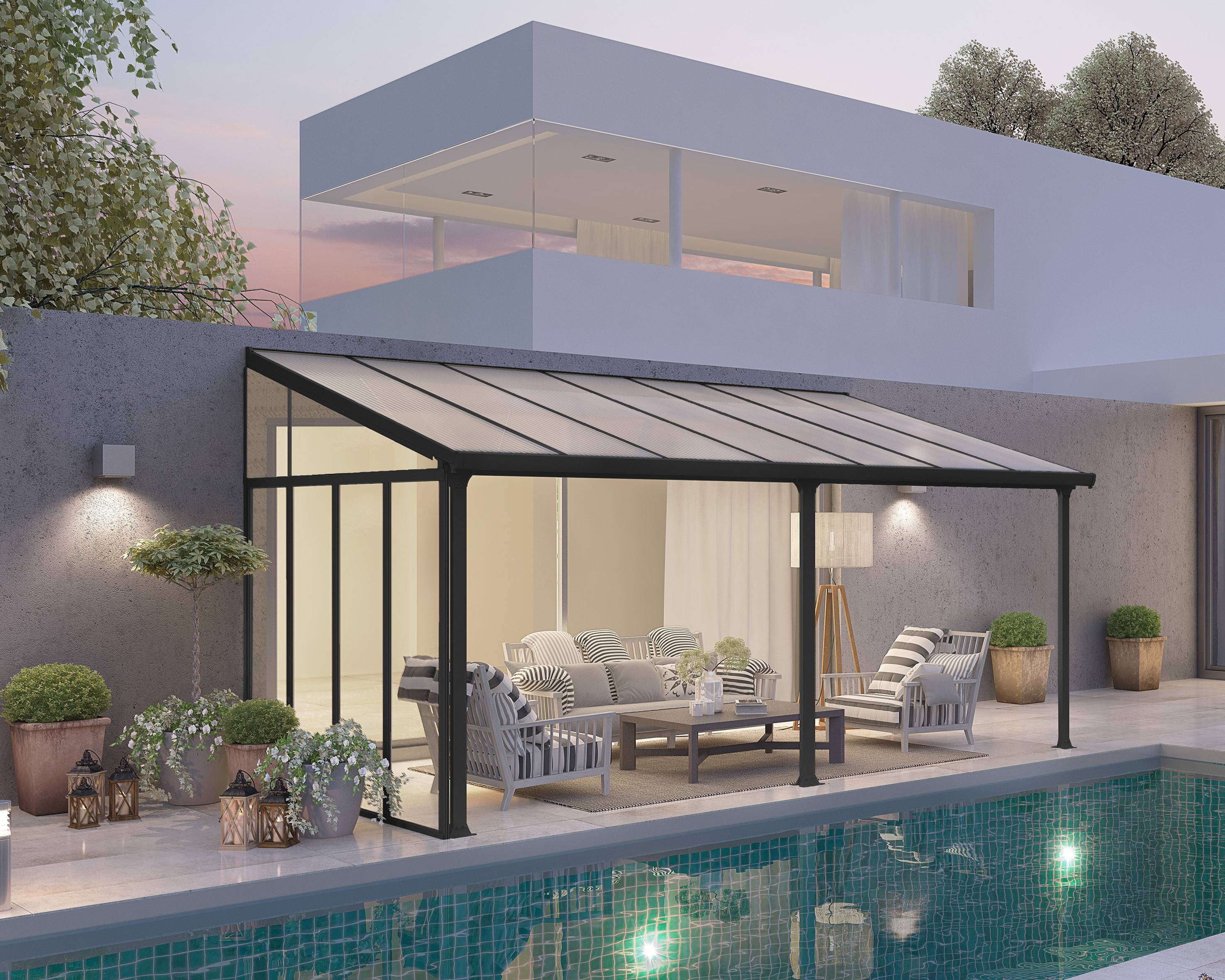 Canopia - Canopia Paroi latérale pour pergola 3 m Grise - Imagen 2