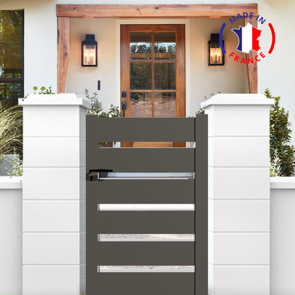Portail Packit - Portillon en kit alu SAH dim. L.1000 (entre piliers) x H.1500 mm  Gris Quartz (RAL 7039)